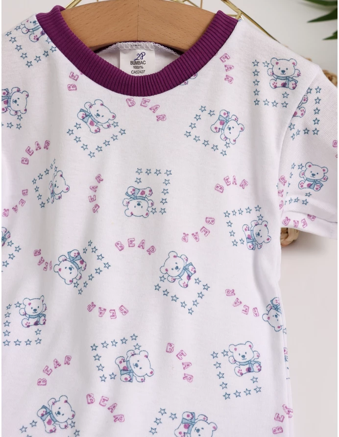 Pijama MS imprimata Ursuleti model cu mov picture - 2