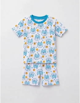 Pijama MS imprimata Vintage Car, cu albastru