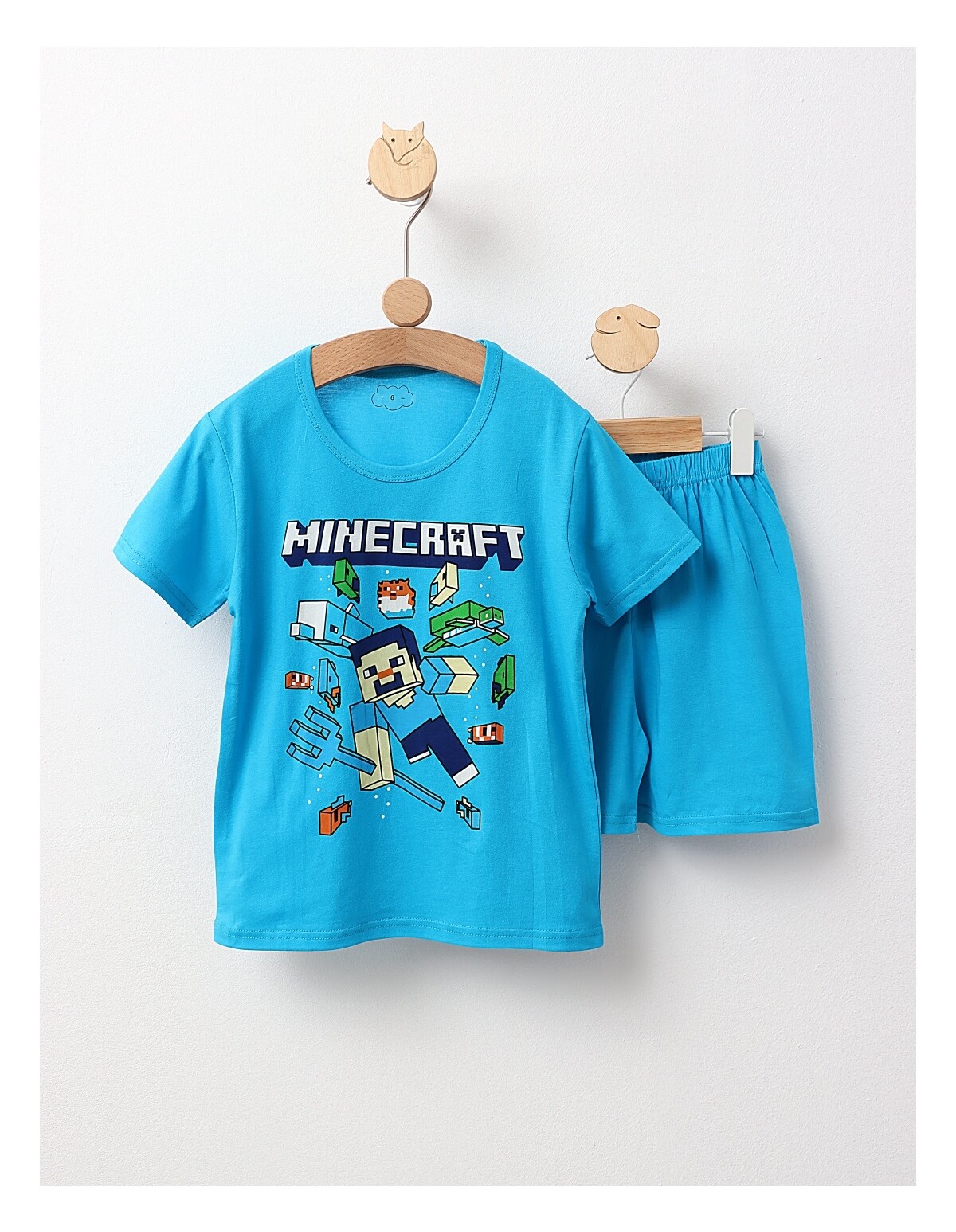 Pijama MS, Minecraft, cu turcoaz