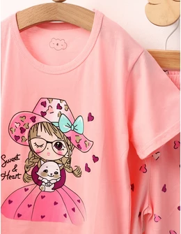 Pijama MS, Sweet Girl, cu roz-deschis