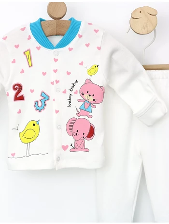 Pijama Prematur Animalutele alb-roz picture - 2