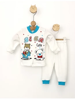 Pijama Prematur Cute Bear alb-albastru 1