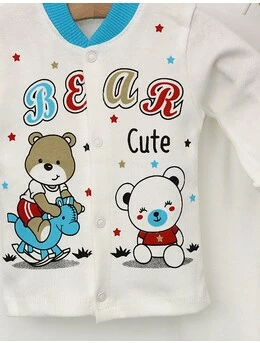 Pijama Prematur Cute Bear alb-albastru 2