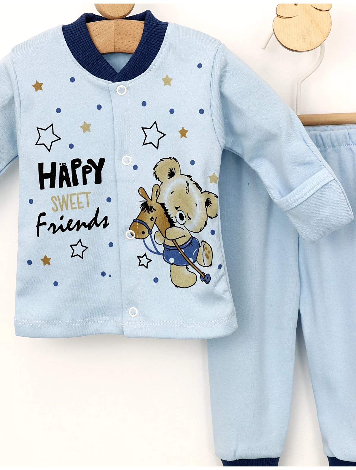 Pijama Prematur Happy albastru