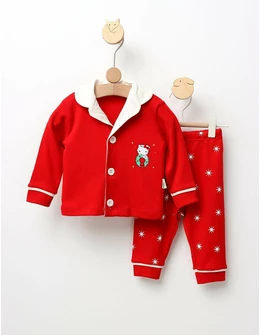 Pijama premium Christmas Kitty cu rosu