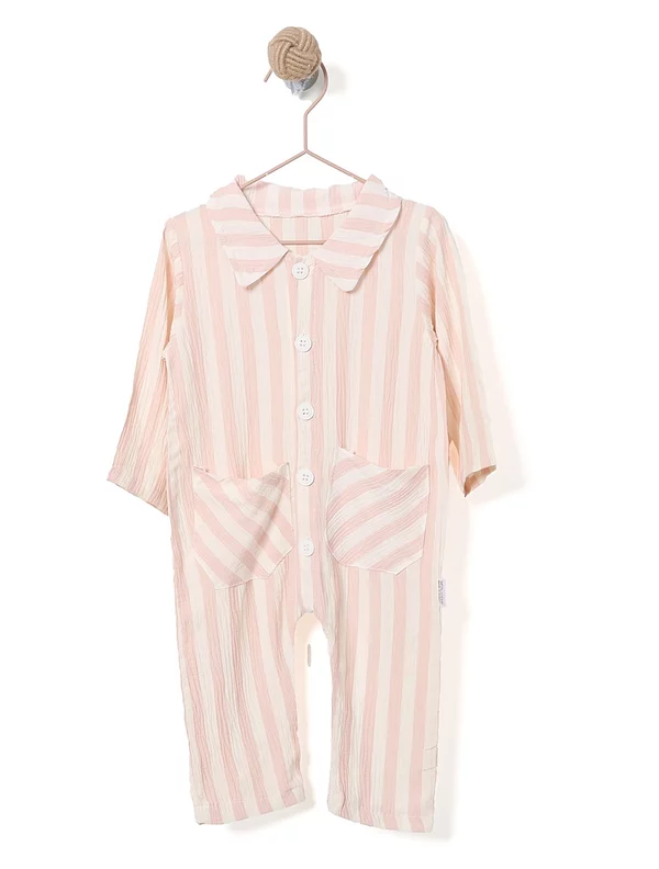 Pijama salopeta CAROURI roz-crem