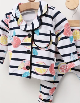 Pijama Sweet Fruits, model cu portocaliu