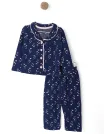 Pijama bleumarin cu inimioare roz deschis picture - 2