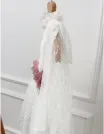 Rochita cu broderie si fundita Anisa, alb roz-prafuit picture - 4
