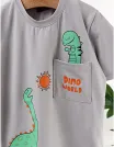 Tricou Dino World, model gri picture - 2