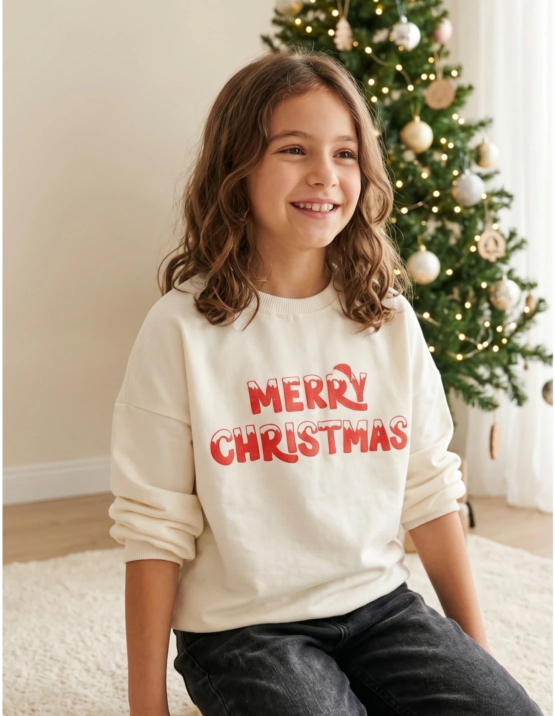Bluzita Craciun, Merry Christmas, alb