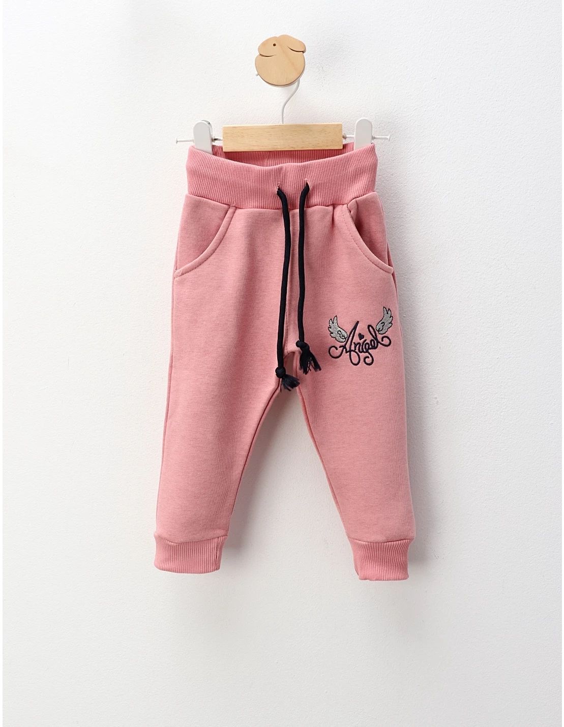 Pantaloni plusati Angel, roz prafuit