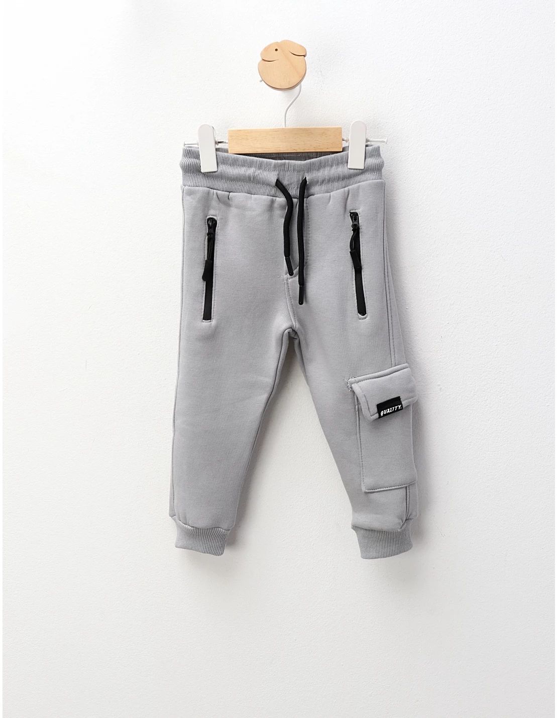 Pantaloni plusati de baietei Eduard, gri