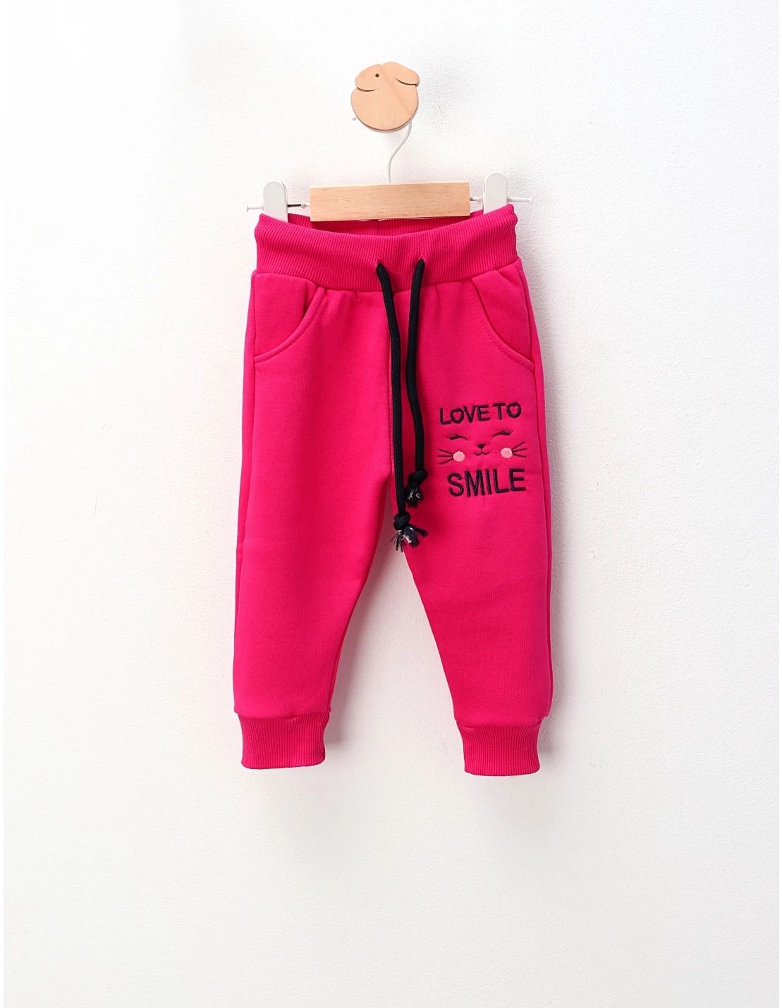Pantaloni plusati Love to Smile, ciclam