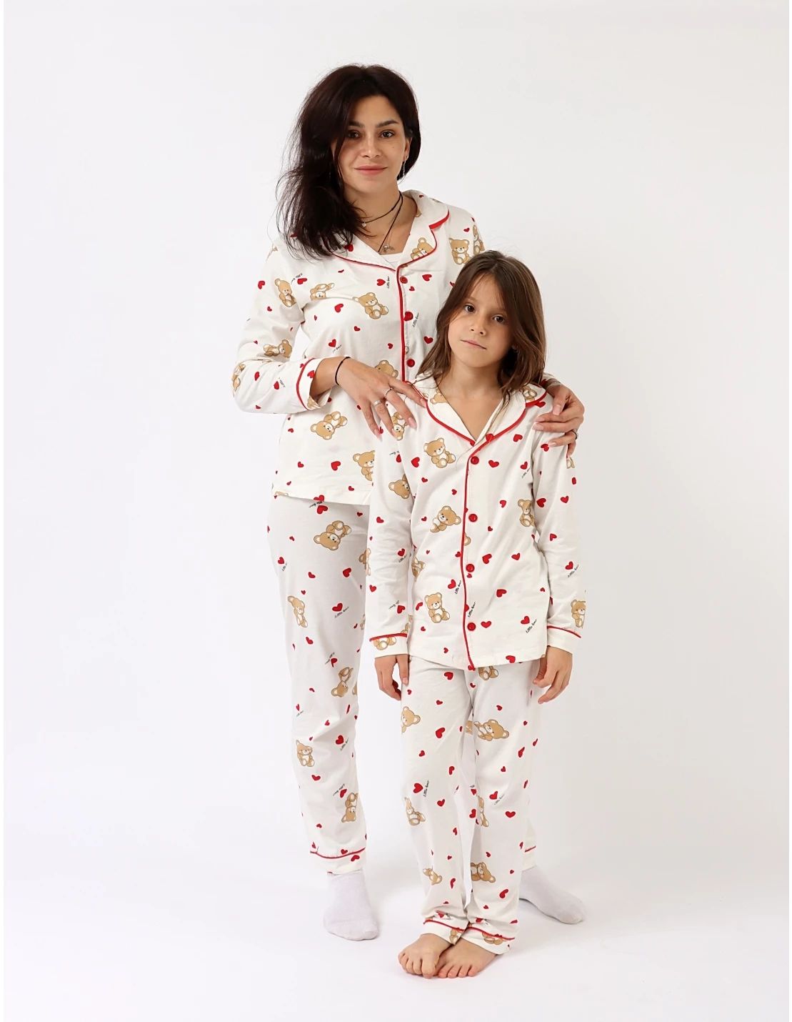 Pijama copii, Little Bear, alb-rosu
