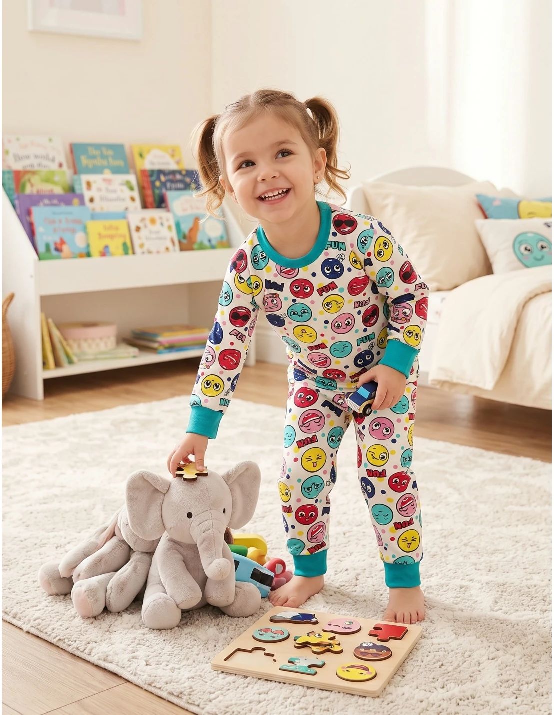 Pijama ML imprimeuri Fun Face, multicolor