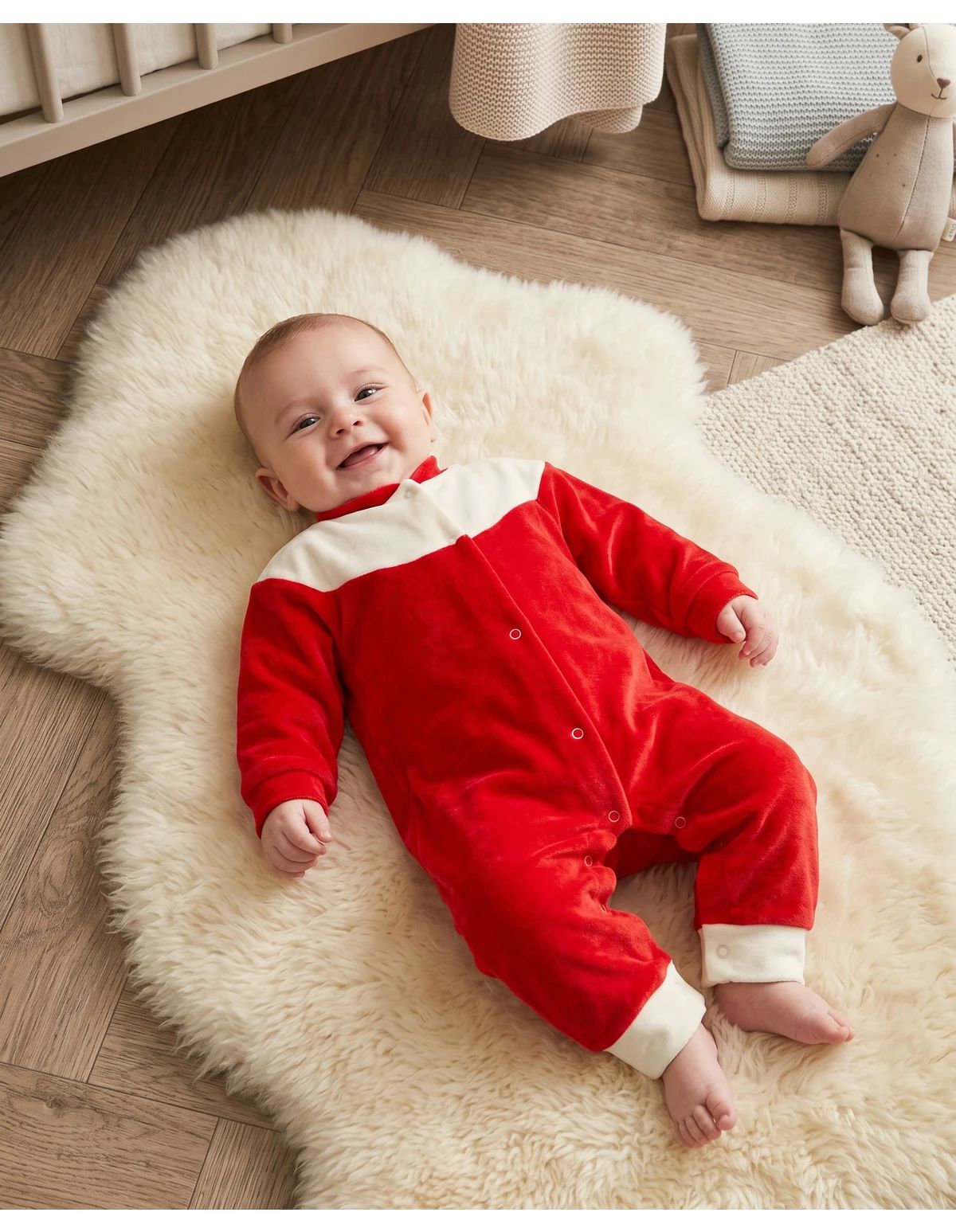 Salopeta catifea, Kids Warm, rosu-alb