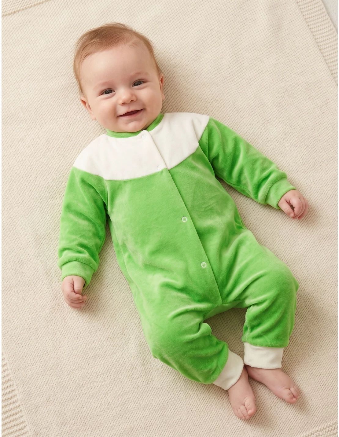 Salopeta catifea, Kids Warm, verde-alb