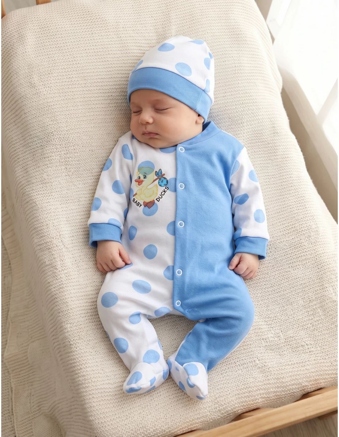 Salopeta cu fes Baby Duck's buline, albastru