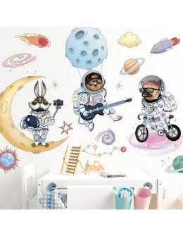 Autocolant de perete SPACE ANIMALS 89x89cm