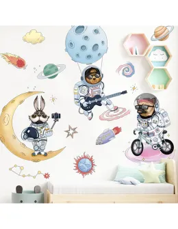 Autocolant de perete SPACE ANIMALS 89x89cm