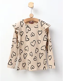 Bluza cu Inimioare Mara, model crem-negru