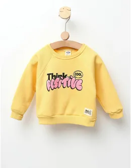 Bluza vatuita Think Positive model galben