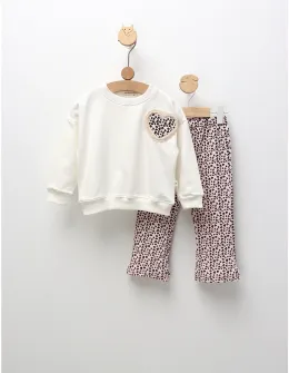 Compleu cu print leopard Sophia, alb-roz