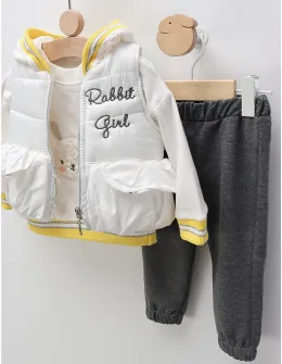 Compleu cu vesta, Rabbit Girl, alb-galben