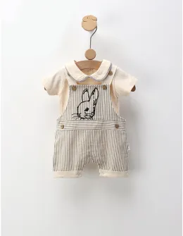 Compleu Salopeta+Tricou, Iepurasul, crem