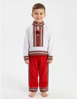 Costum national Carol alb-rosu