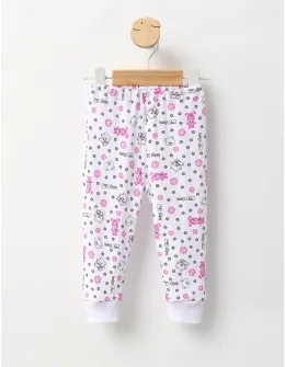 Pantaloni Baby Bear alb-roz