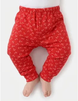 Pantaloni bebe, cu ancore, model rosu