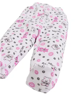 Pantaloni cu botosei Baby Bear alb-roz