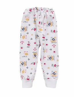 Pantaloni imprimati Sailing galben-ciclam