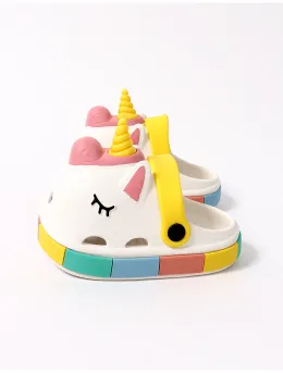 Papuci de spuma Unicorn model alb