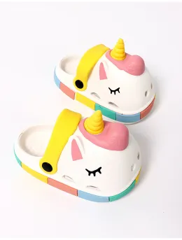 Papuci de spuma Unicorn model alb
