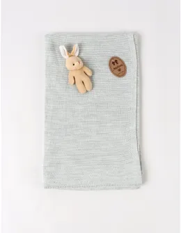 Paturica cu jucarie iepuras, gri