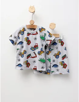 Pijama de vara gri-multicolor Buldozer