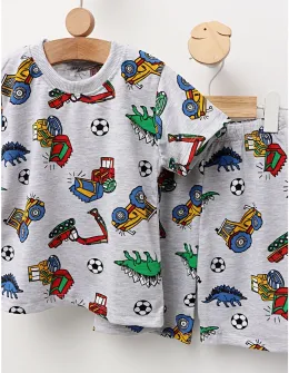 Pijama de vara gri-multicolor Buldozer