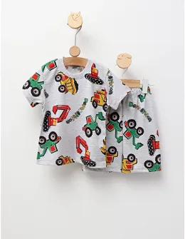 Pijama de vara gri-multicolor Demolition