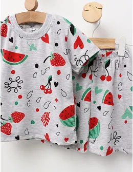 Pijama de vara gri-rosu Pepene