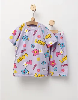 Pijama de vara Love, cu mov