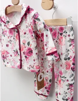 Pijama imprimata Trandafiri, cu mov