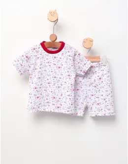Pijama MS imprimata Bear & Birds, rosu