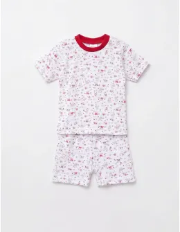Pijama MS imprimata Bear & Birds, rosu