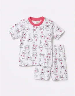 Pijama MS imprimata Cute Bunny ciclam