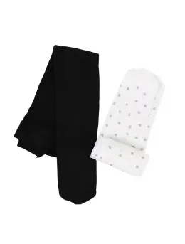 Set 2 dresuri alb si negru Micro 40 DEN stelute