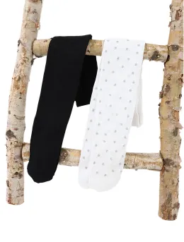 Set 2 dresuri alb si negru Micro 40 DEN stelute