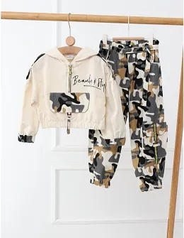 Set Beauty Style Crop Top Army cu gri